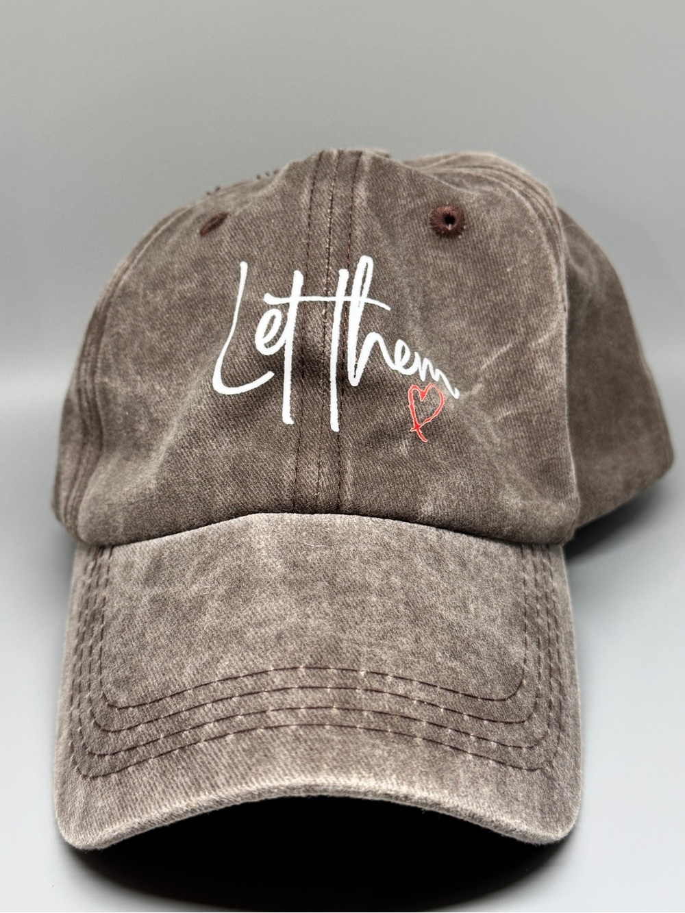 Let Them Brown Washed Cotton Baseball Cap